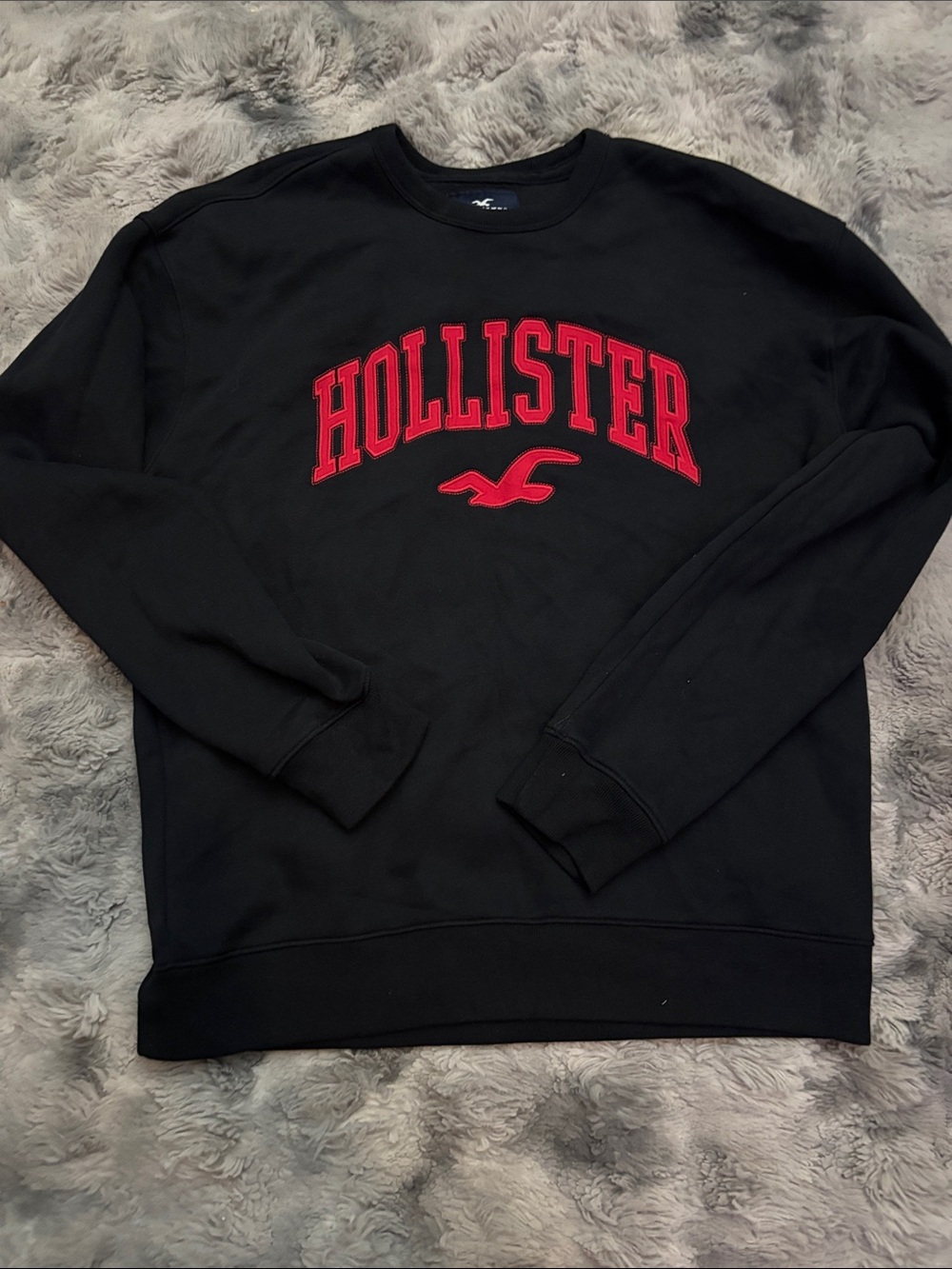 Hollister Black Crewneck Sweatshirt with Red Logo
